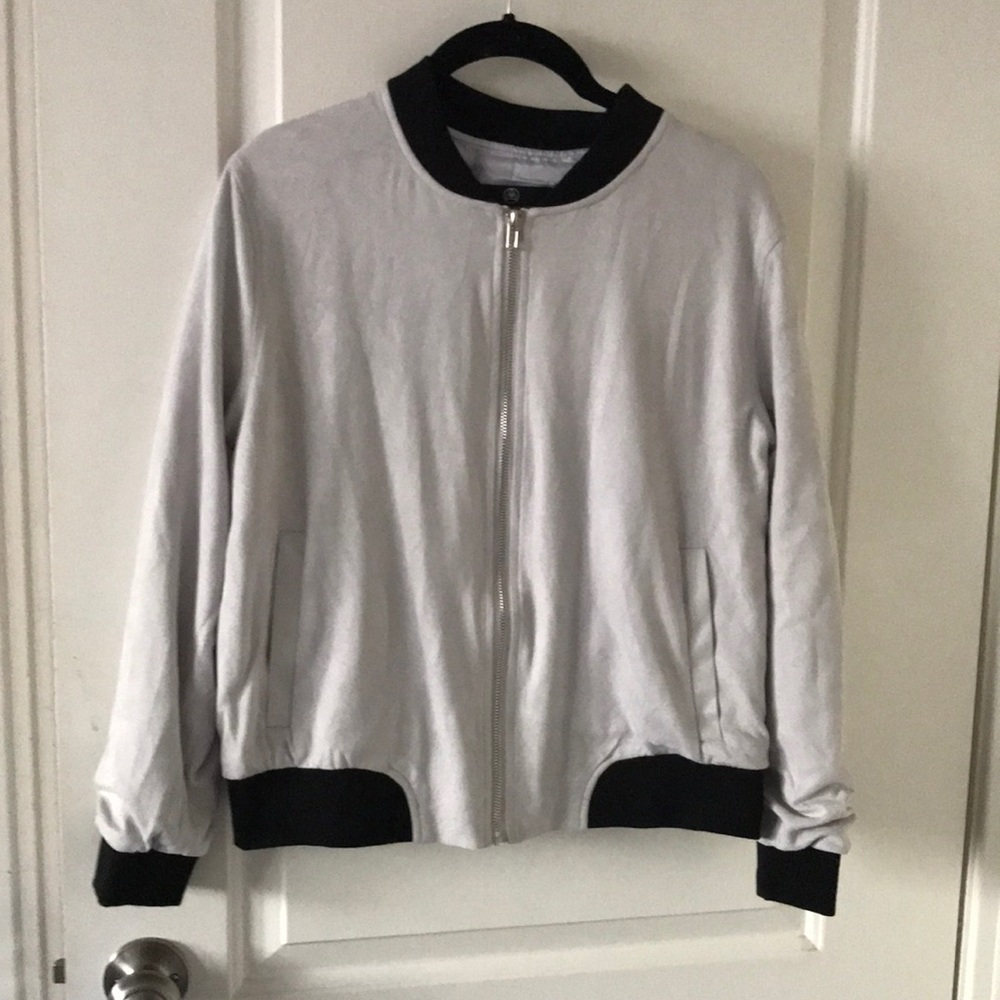Missguided Grey Faux Suede Bomber Jacket